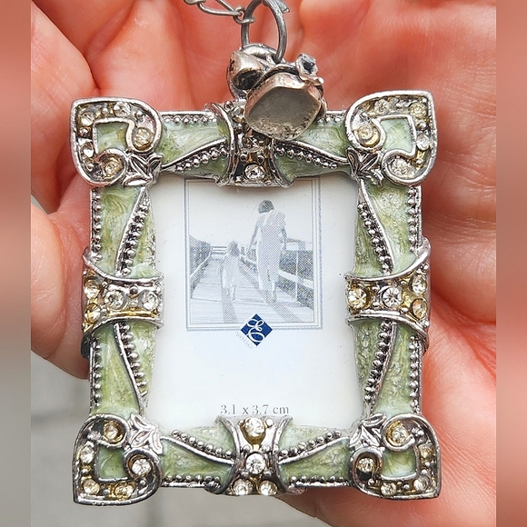 Anthropologie Enamel & Swarovski Crystal Frame Ornament w/SS Telephone Charm - Picture 2 of 7